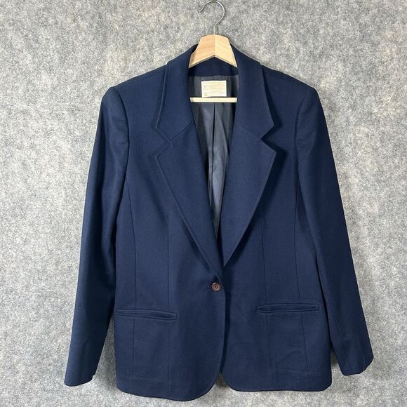 Vintage Pendleton Womens Blazer 1950s Navy Blue Size 16 100% Virgin Wool USA - Picture 2 of 14